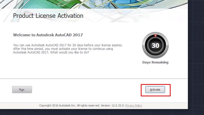 Bấm Activate