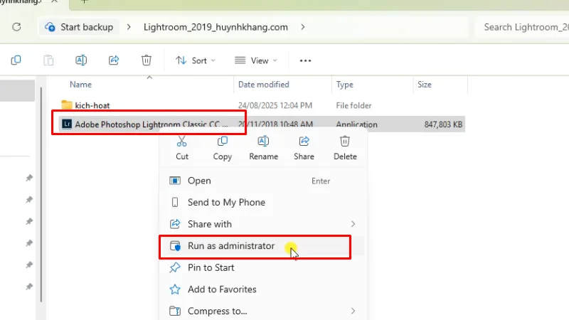 Chạy file cài đặt bằng quyền Admin