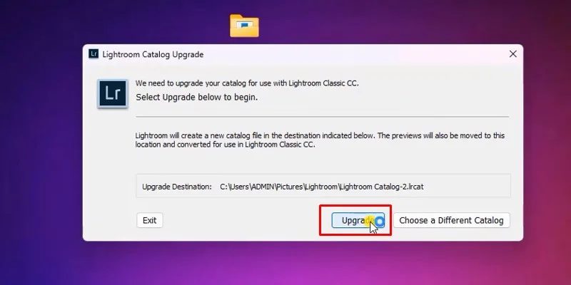 Bấm vào Upgrade như hình