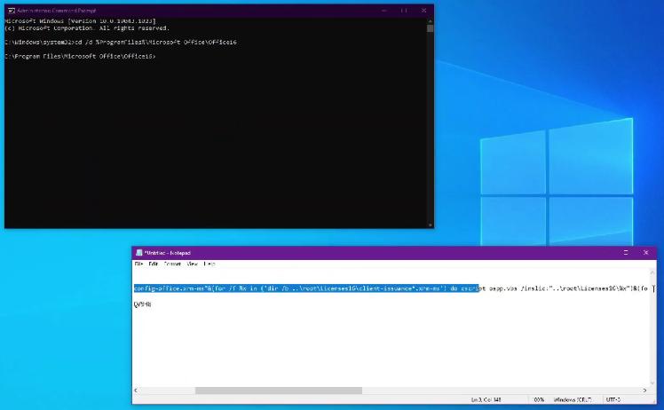Tải Microsoft Project 2021 - Hướng Dẫn Cài Đặt 12 Copy dòng lệnh thứ hai từ bảng trắng notepad và paste vào Command Prompt.
